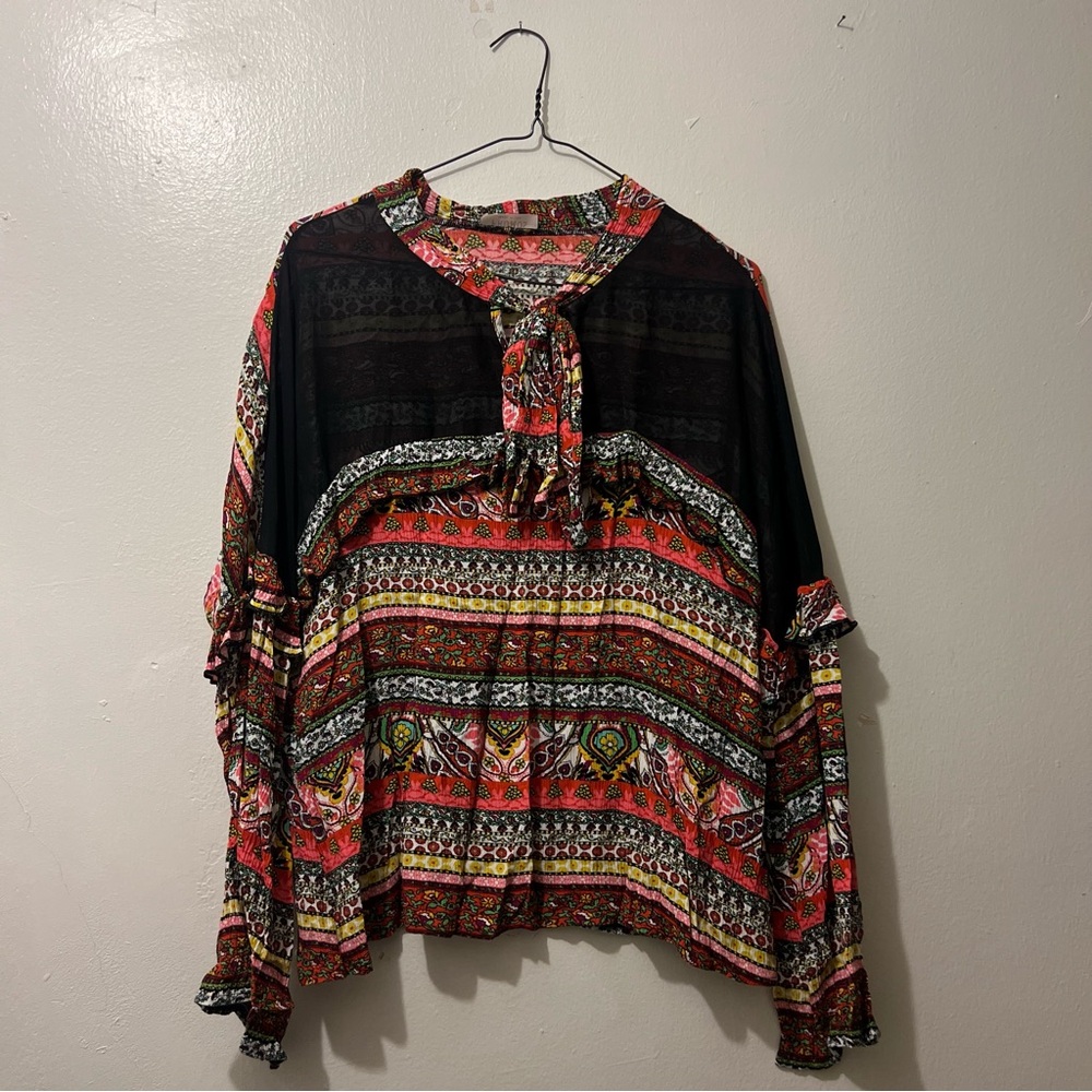 Colorful Eclectic Boho Blouse Women Size M/L